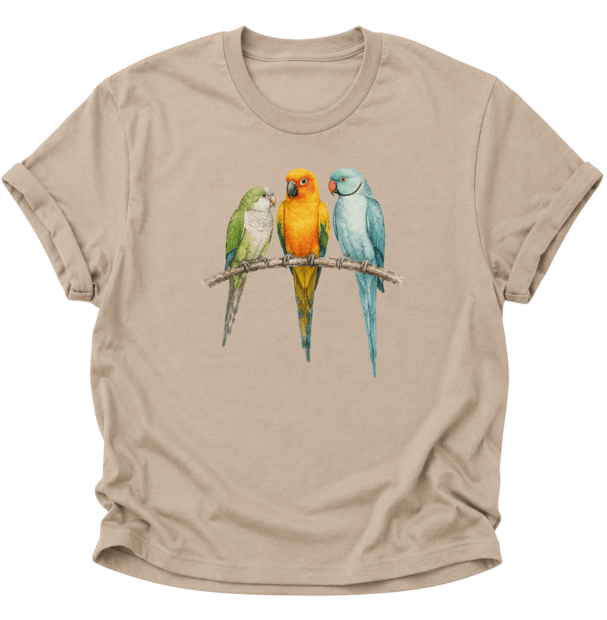 Papagei Bunte Vögel Unisex T-Shirt Sand - PINE & RIVER