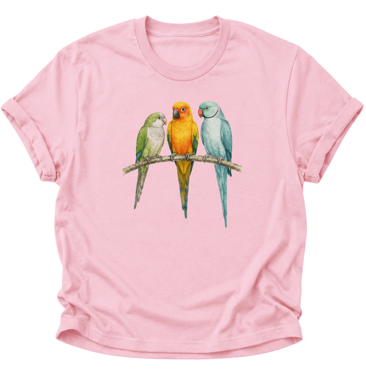 Papagei Bunte Vögel Unisex T-Shirt Light Pink - PINE & RIVER