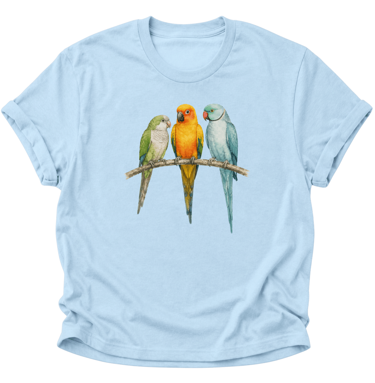 Papagei Bunte Vögel Unisex T-Shirt Light Blue - PINE & RIVER