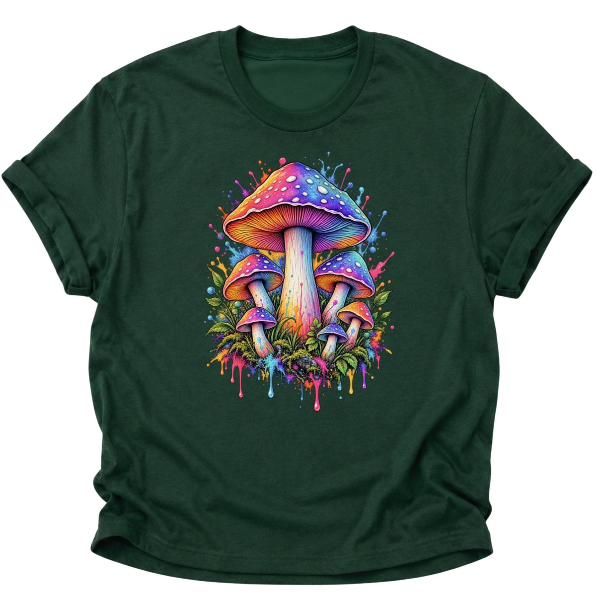 Psychedelische Pilze Unisex T-Shirt Forest Green - PINE & RIVER