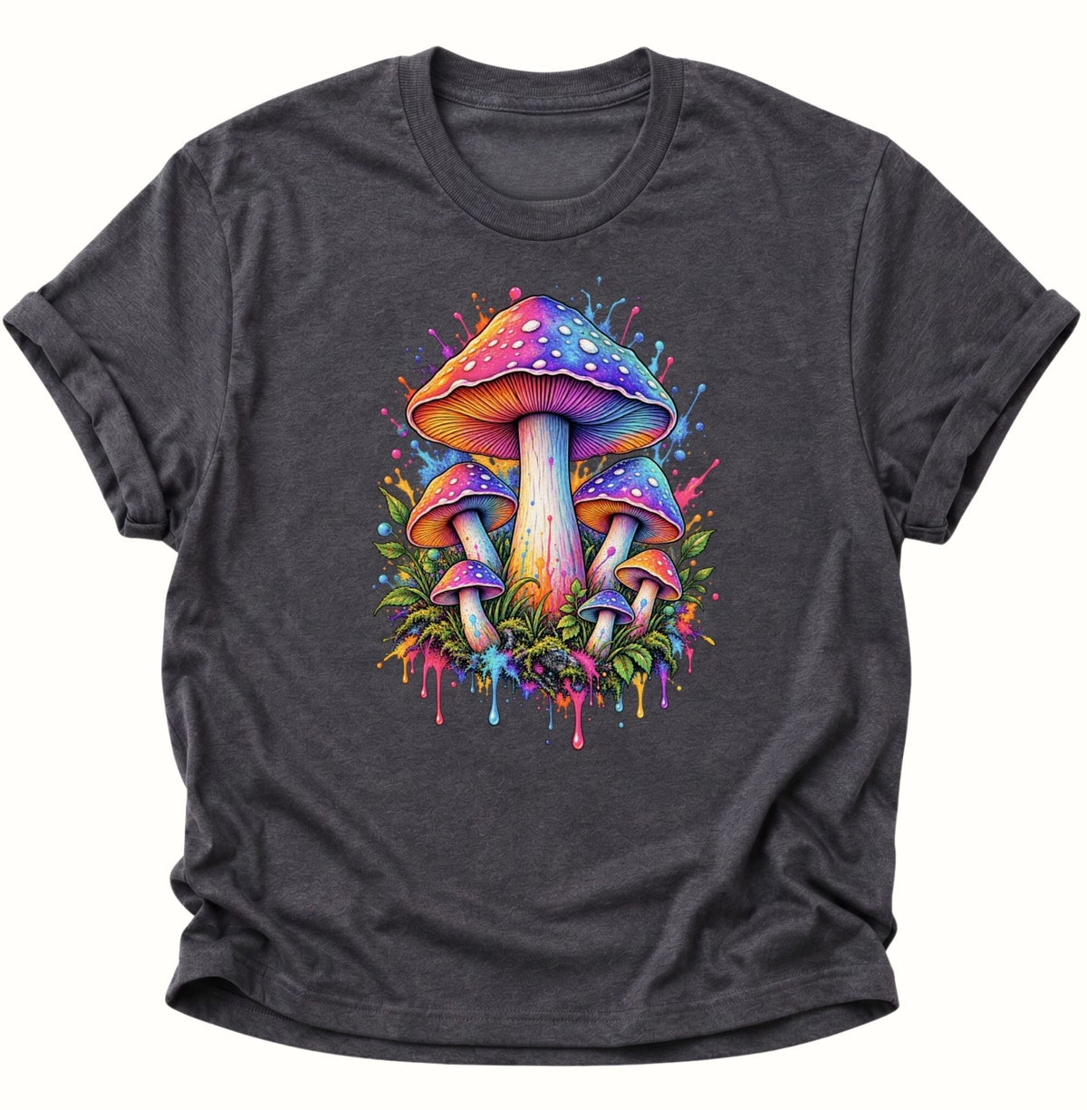 Psychedelische Pilze Unisex T-Shirt Dark Heather - PINE & RIVER