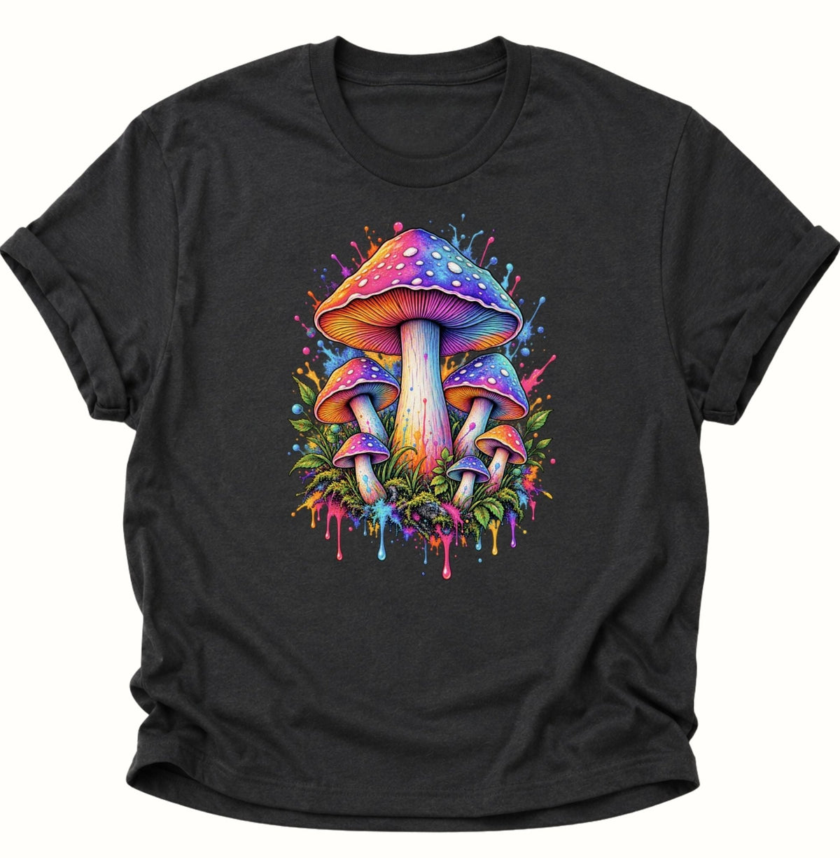 Psychedelische Pilze Unisex T-Shirt Schwarz - PINE & RIVER