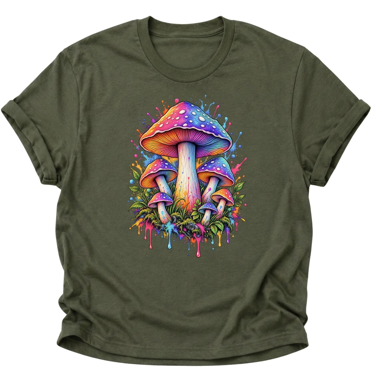 Psychedelische Pilze Unisex T-Shirt Military Green - PINE & RIVER