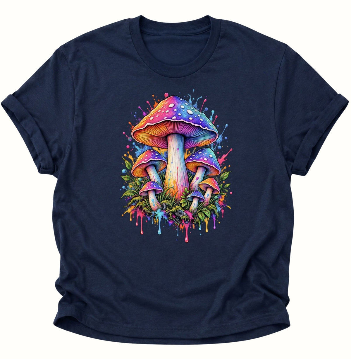 Psychedelische Pilze Unisex T-Shirt Navy Blue - PINE & RIVER