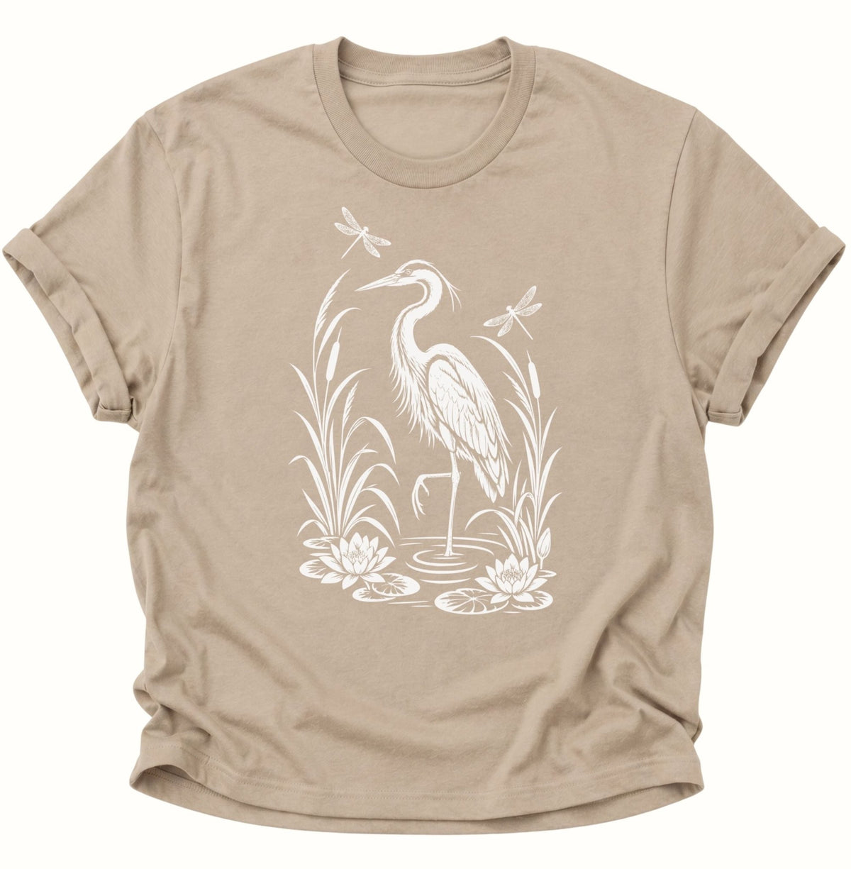 Reiher Teich Natur Unisex T-Shirt Sand - PINE & RIVER