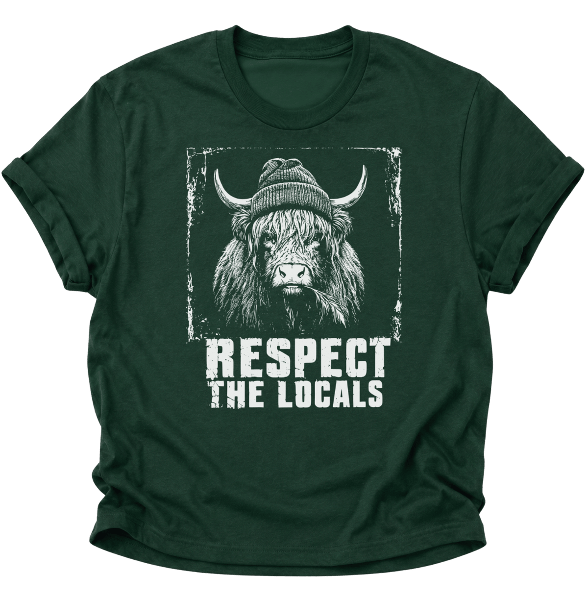 Respect The Locals Hochlandrind Unisex T-Shirt Forest Green - PINE & RIVER