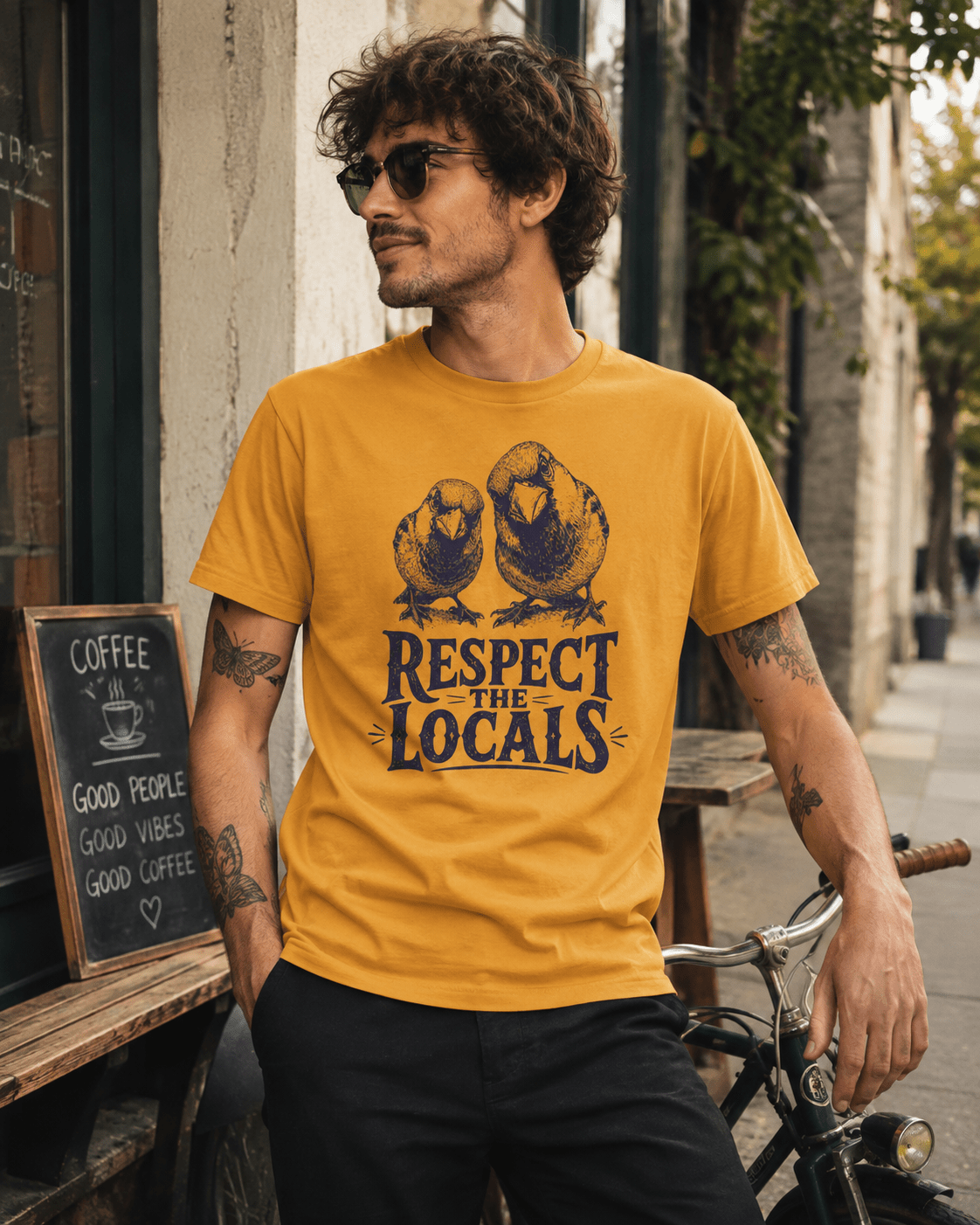Respect the Locals Spatzen Unisex T-Shirt Light Blue - PINE & RIVER