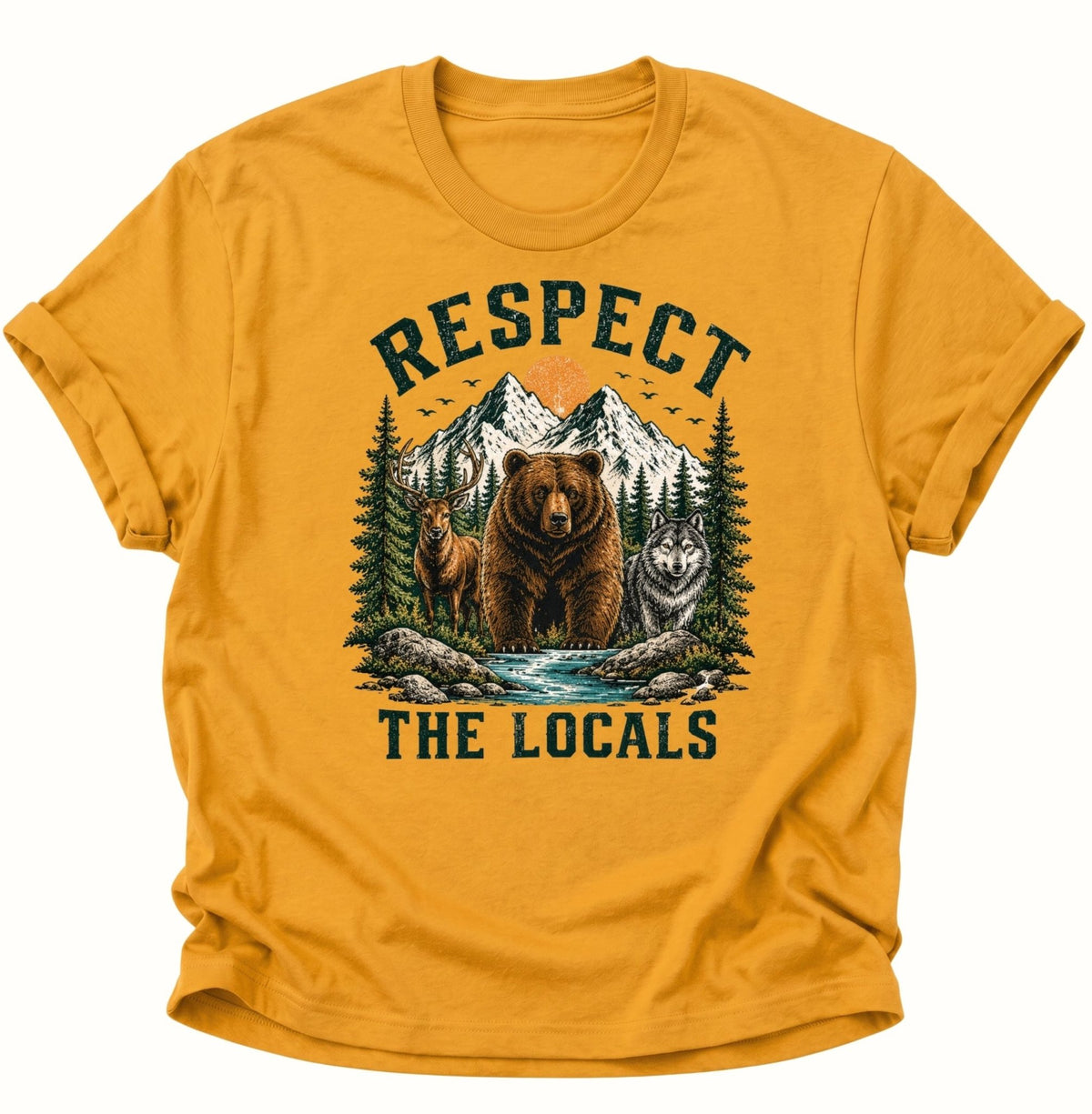 Respect The Locals Waldtiere Unisex T-Shirt Gelb - PINE & RIVER