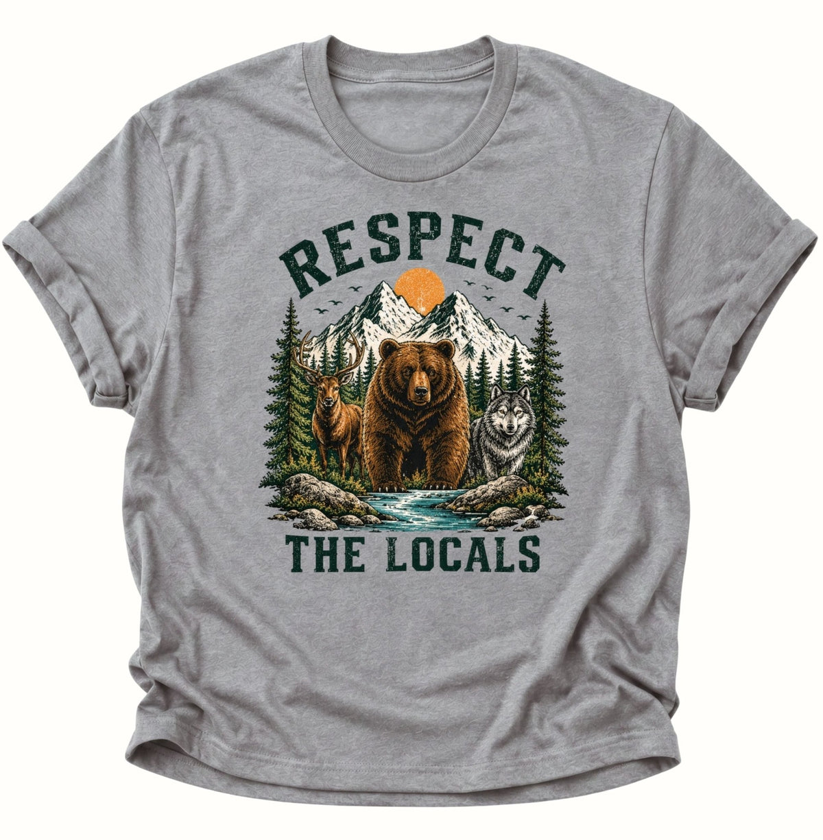 Respect The Locals Waldtiere Unisex T-Shirt Sport Grey - PINE & RIVER