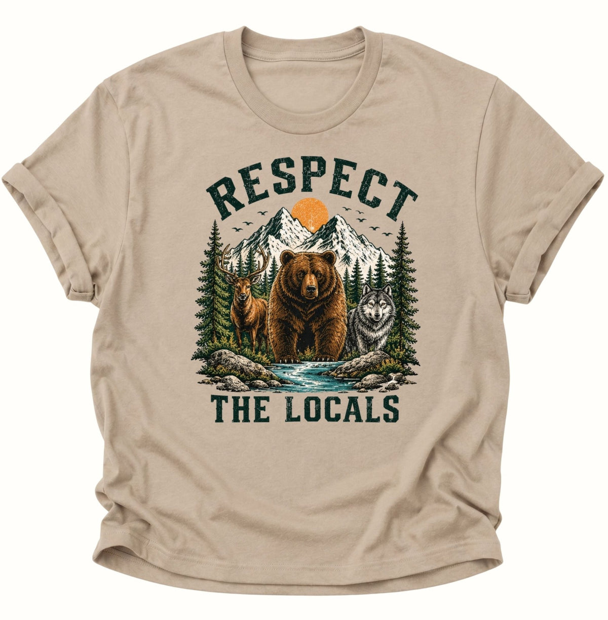 Respect The Locals Waldtiere Unisex T-Shirt Sand - PINE & RIVER