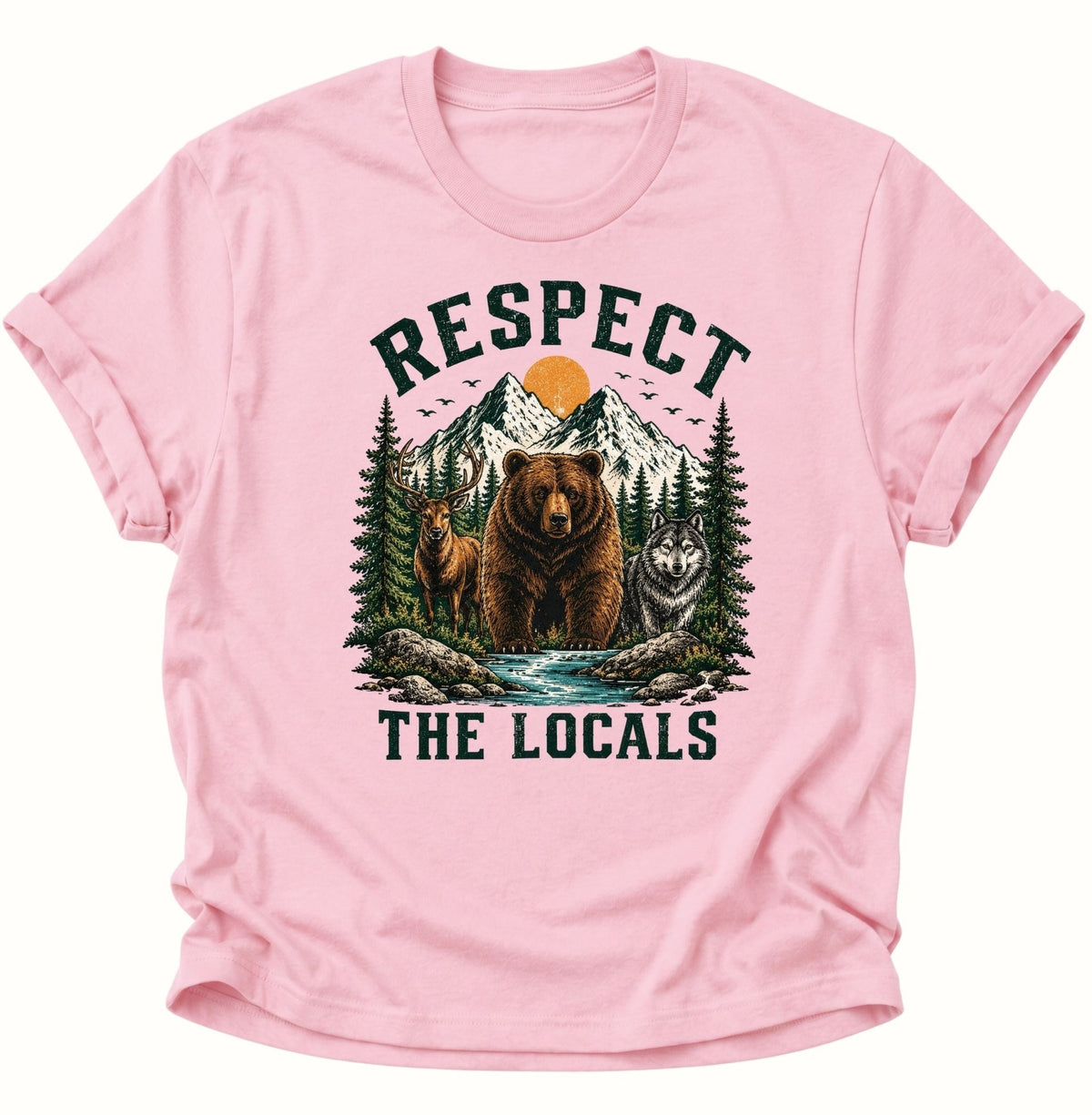 Respect The Locals Waldtiere Unisex T-Shirt Light Pink - PINE & RIVER