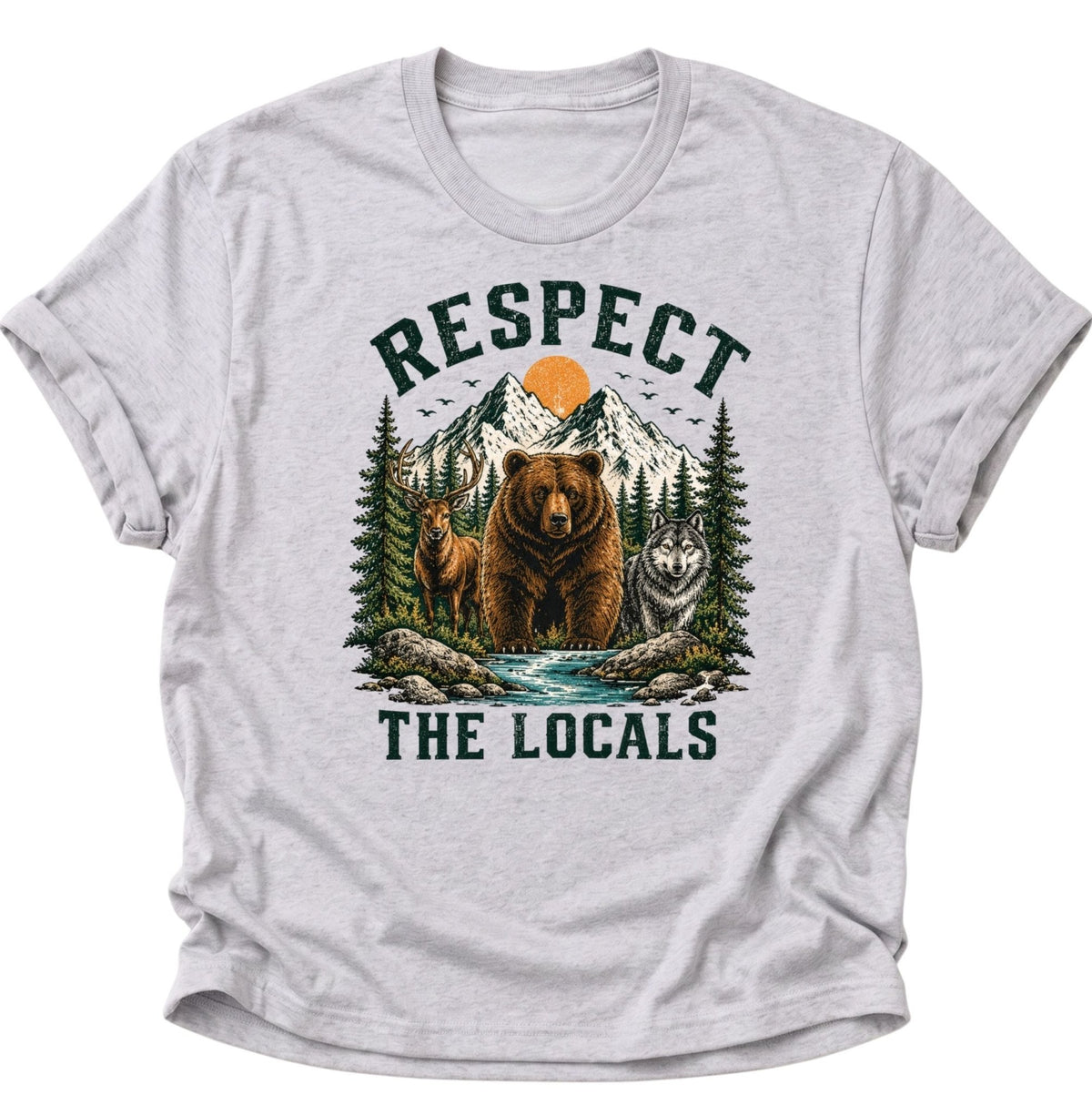 Respect The Locals Waldtiere Unisex T-Shirt Ash Grey - PINE & RIVER