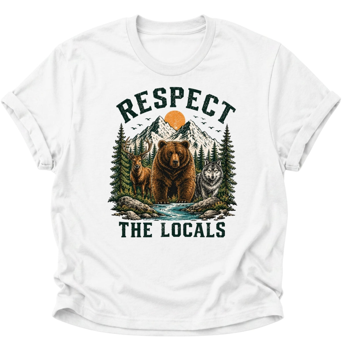 Respect The Locals Waldtiere Unisex T-Shirt Weiß - PINE & RIVER