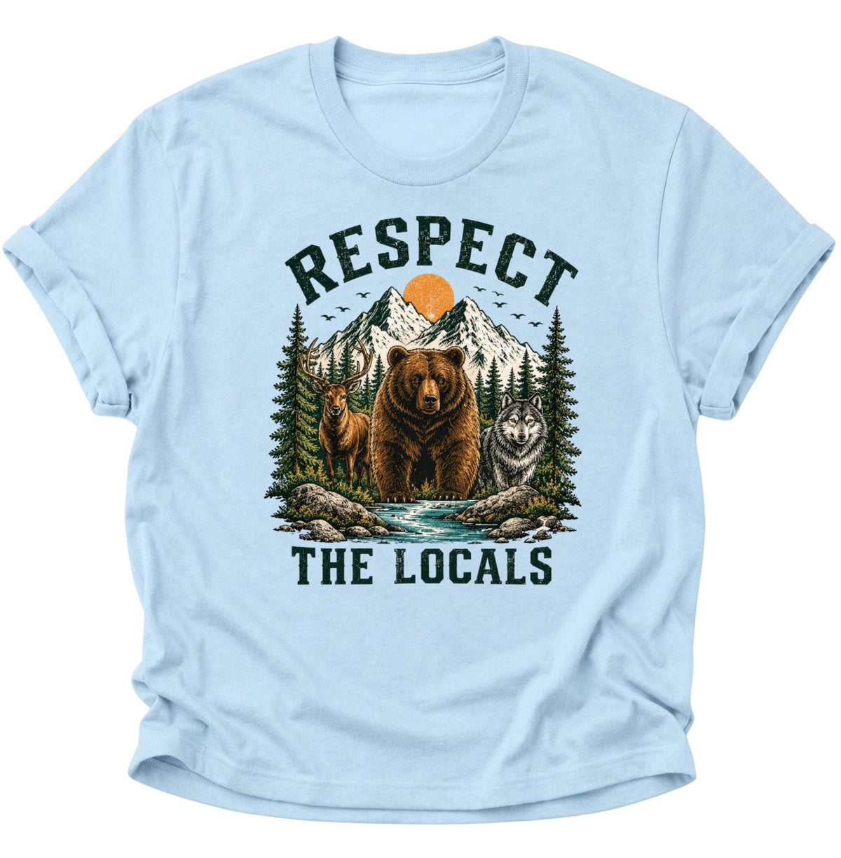 Respect The Locals Waldtiere Unisex T-Shirt Light Blue - PINE & RIVER