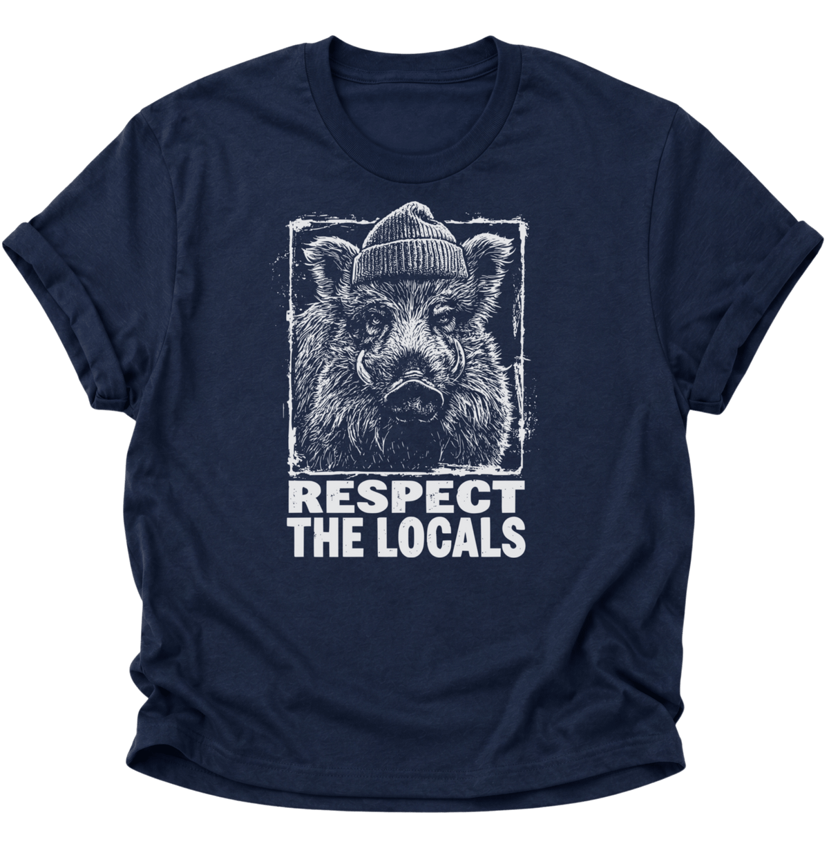 Respect The Locals Wildschwein Unisex T-Shirt Navy Blue - PINE & RIVER