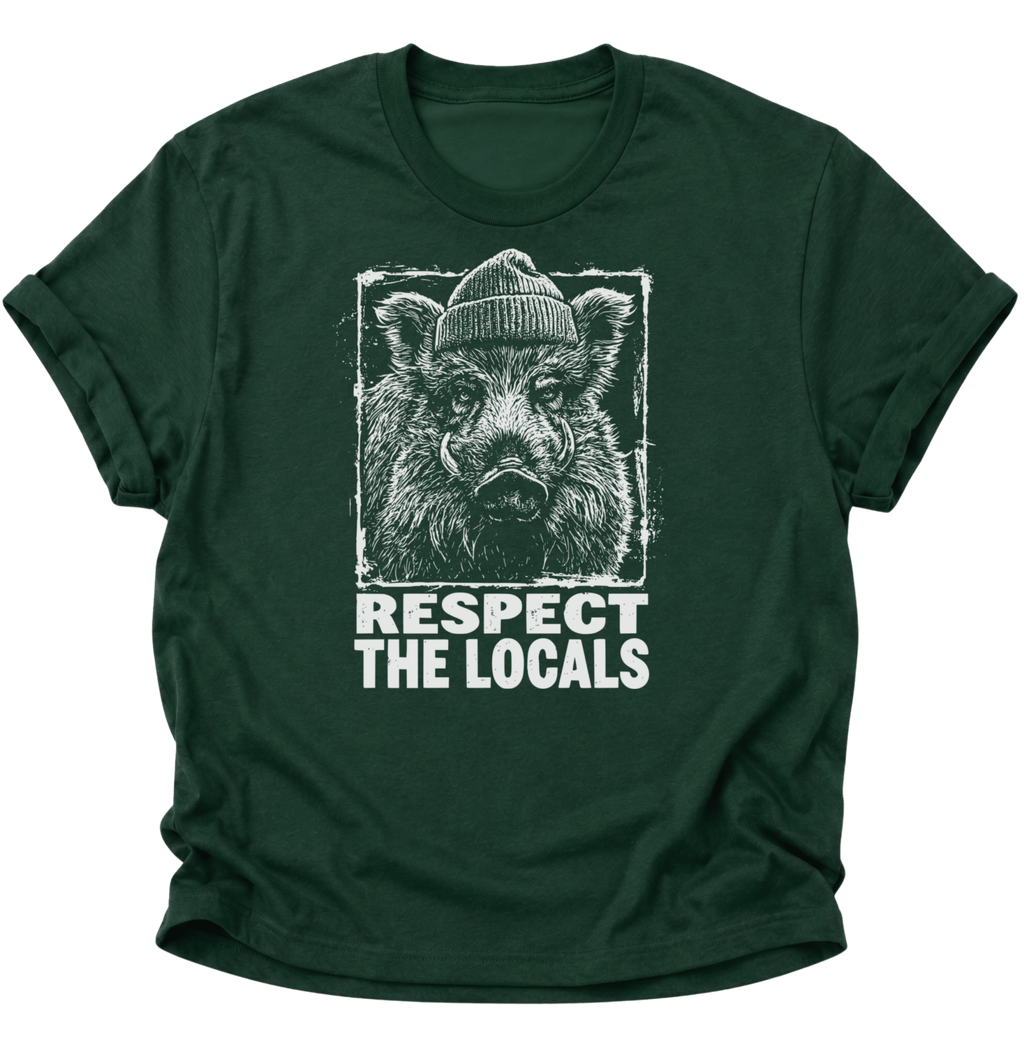Respect The Locals Wildschwein Unisex T-Shirt Navy Blue - PINE & RIVER