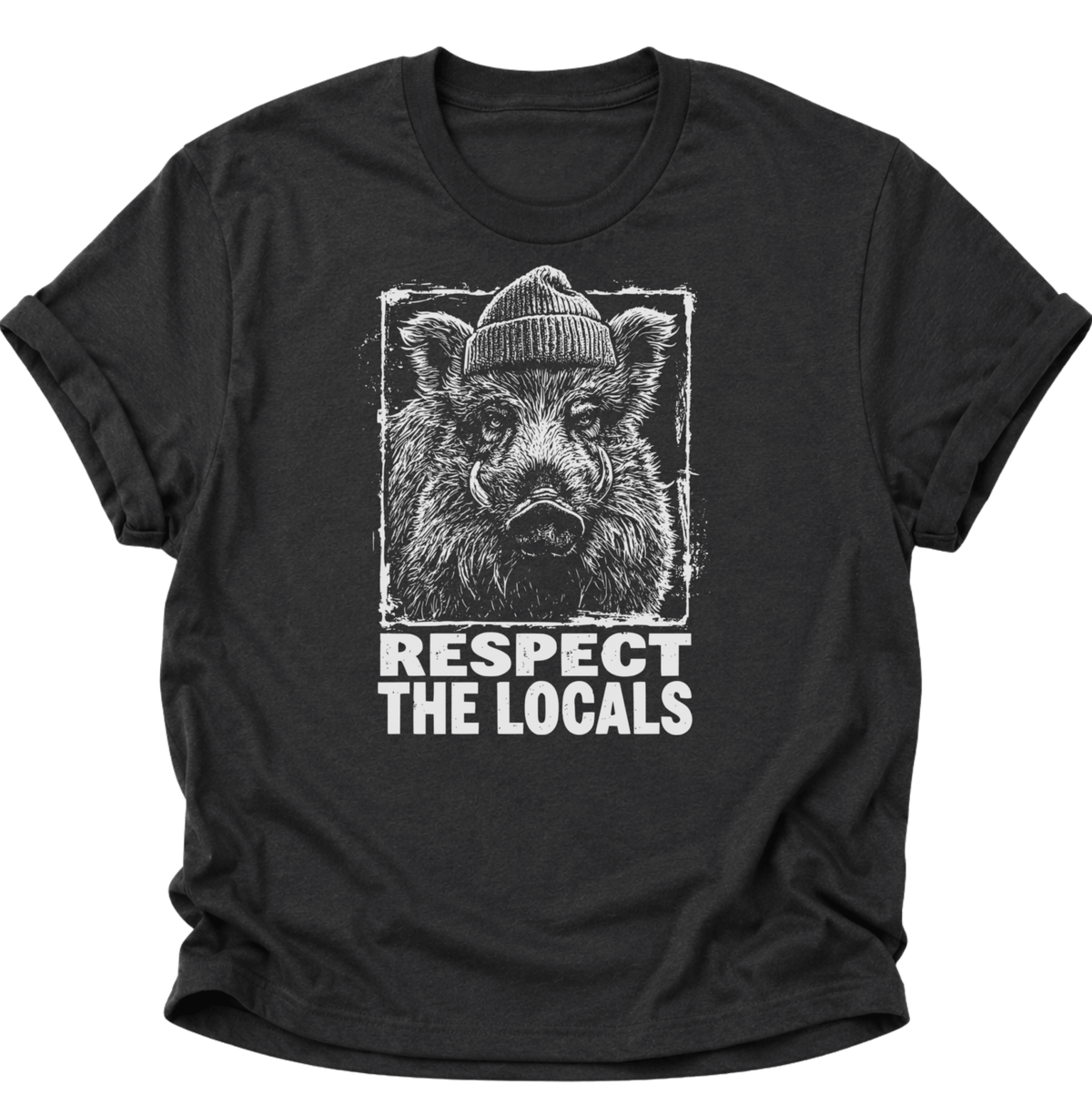 Respect The Locals Wildschwein Unisex T-Shirt Navy Blue - PINE & RIVER