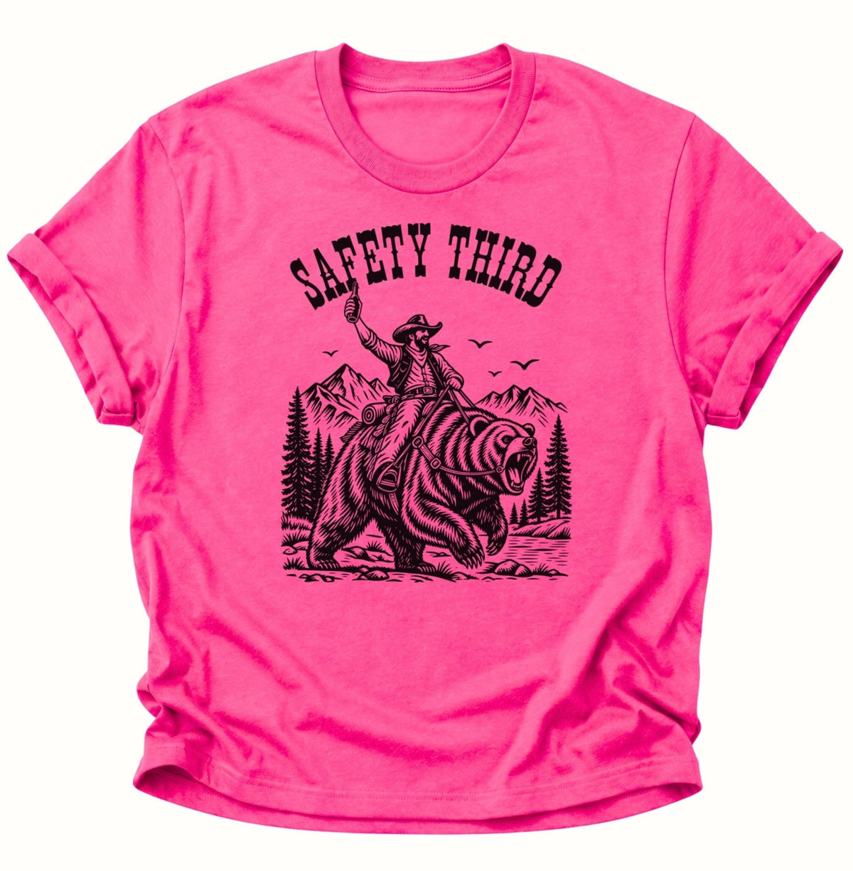 Safety Third Cowboy Bär Unisex T-Shirt Heliconia - PINE & RIVER