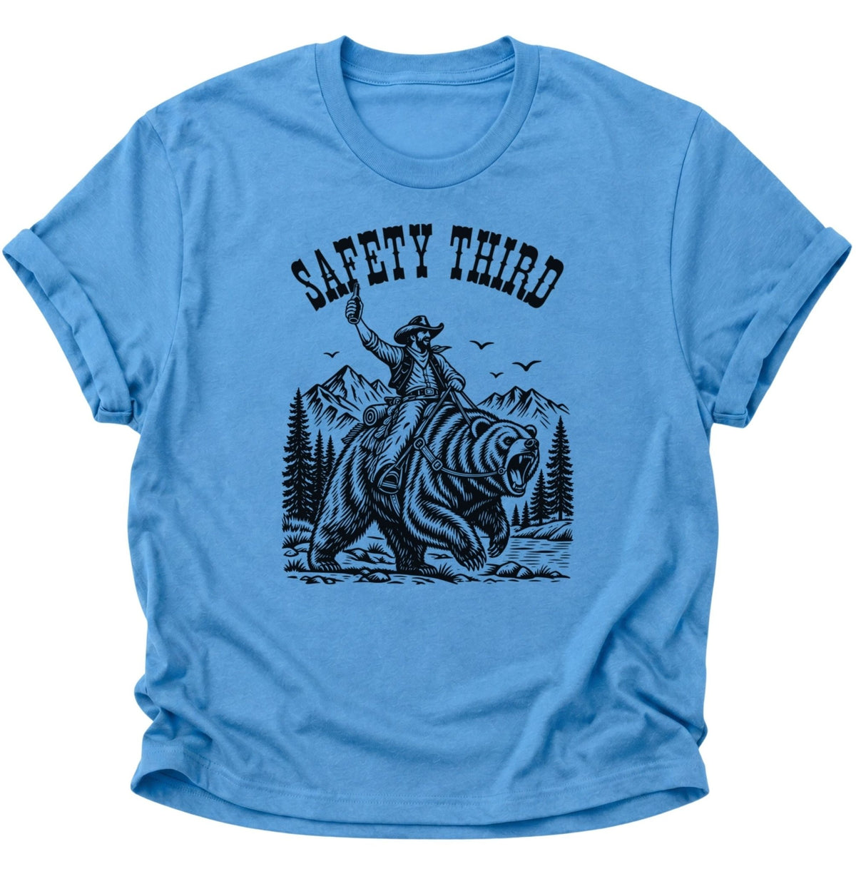 Safety Third Cowboy Bär Unisex T-Shirt Carolina Blue - PINE & RIVER