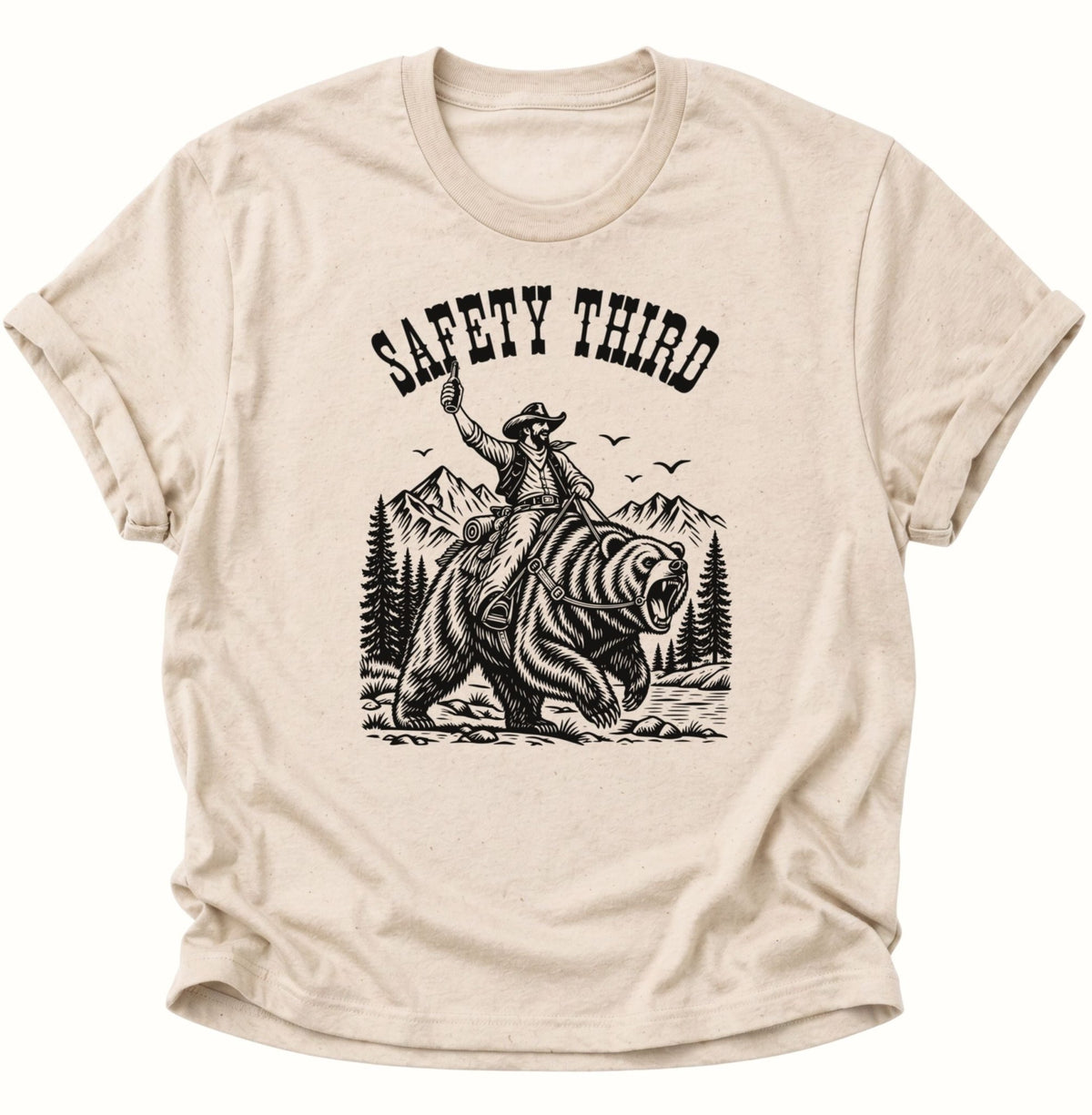 Safety Third Cowboy Bär Unisex T-Shirt Nature - PINE & RIVER