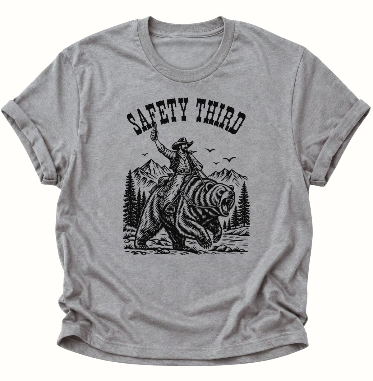 Safety Third Cowboy Bär Unisex T-Shirt Sport Grey - PINE & RIVER