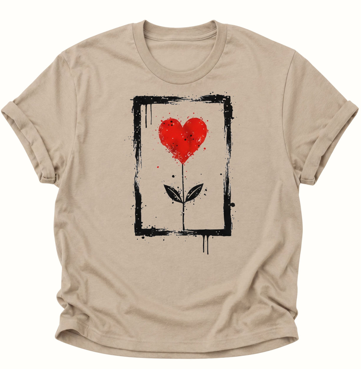 Herz Blume Unisex T-Shirt Sand - PINE & RIVER