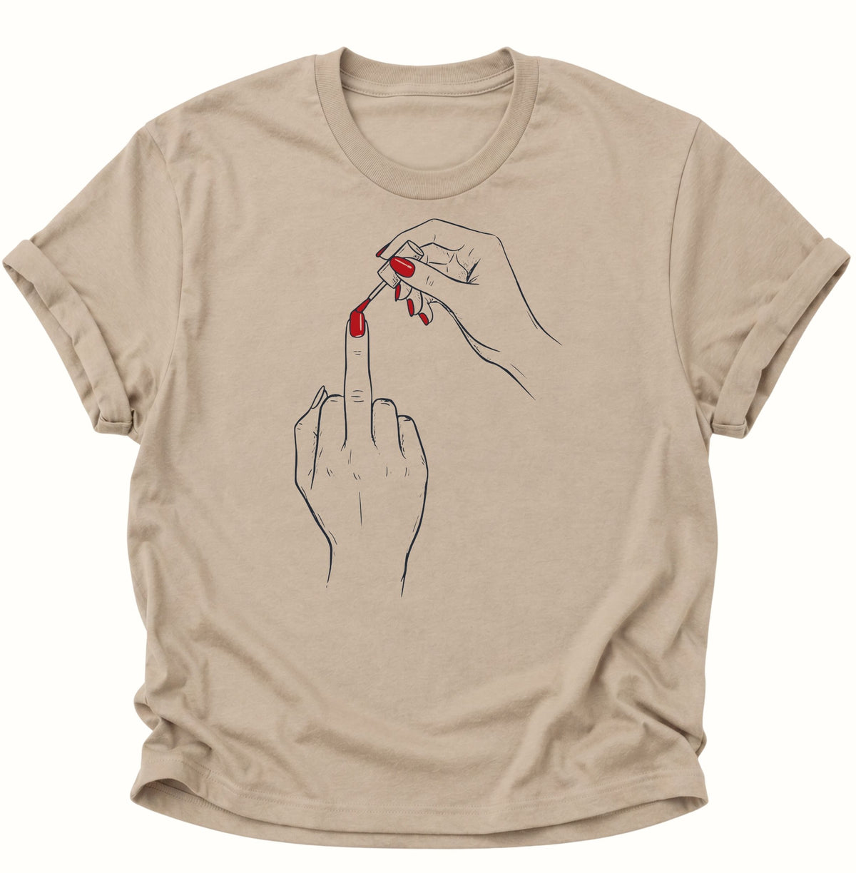 Nagellack Mittelfinger Unisex T-Shirt Sand - PINE & RIVER