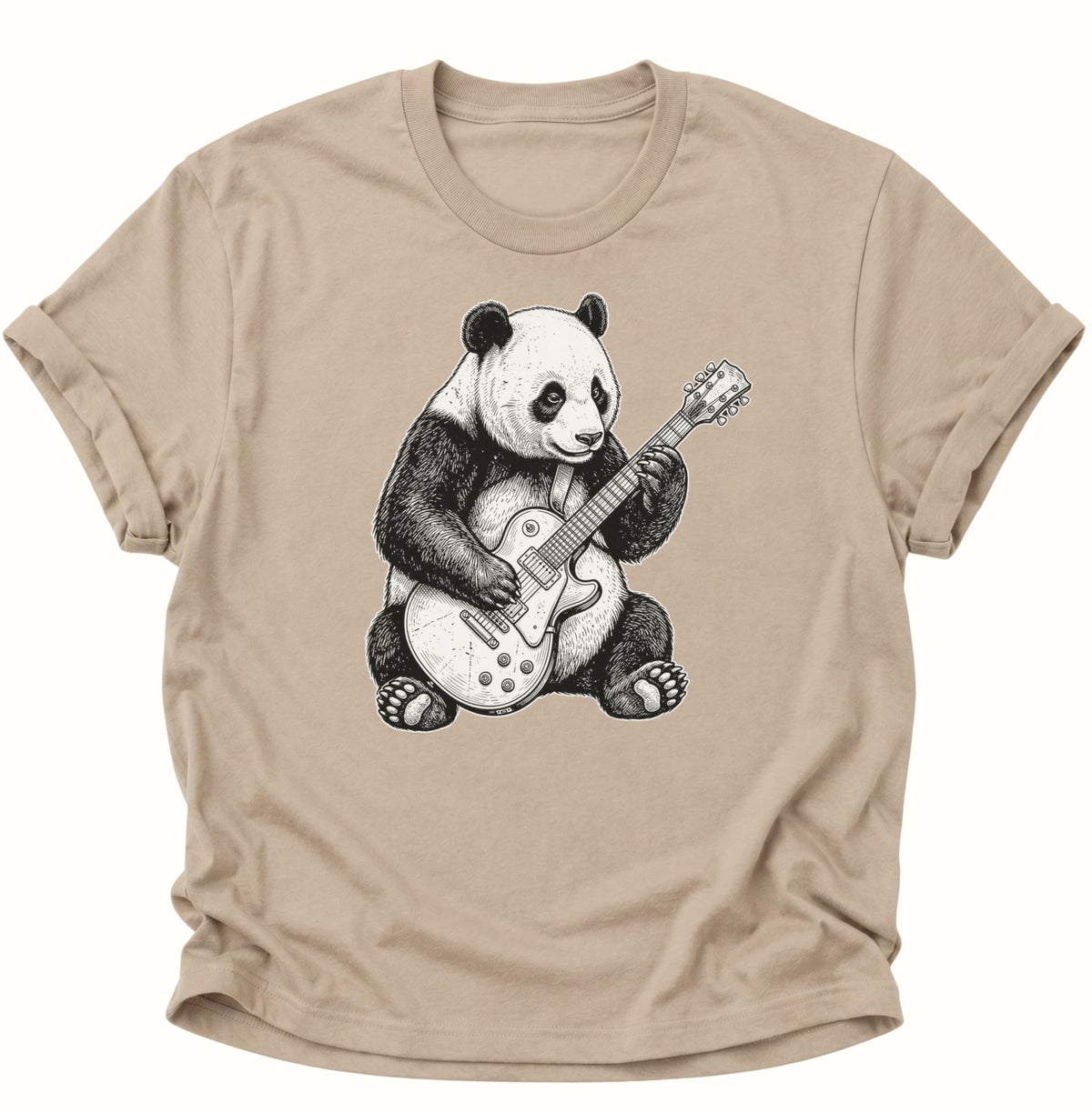 Panda E-Gitarre Unisex T-Shirt Sand - PINE & RIVER