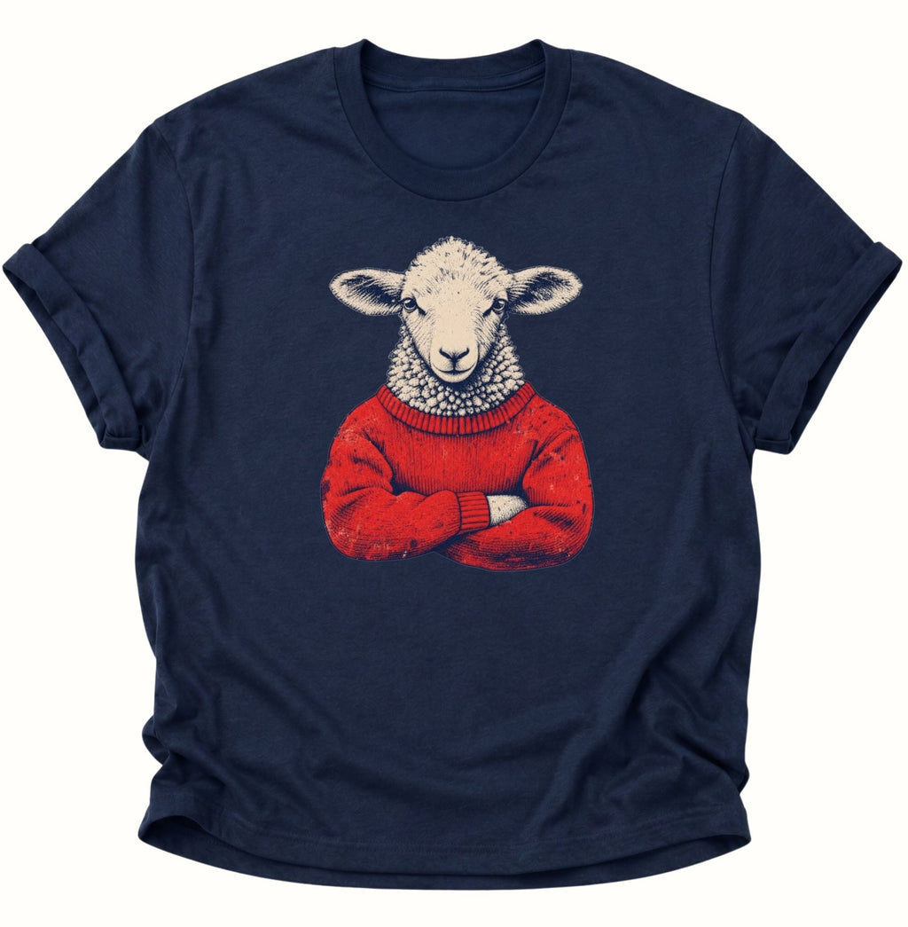 Schaf im Wollpullover Unisex T-Shirt Dark Heather - PINE & RIVER