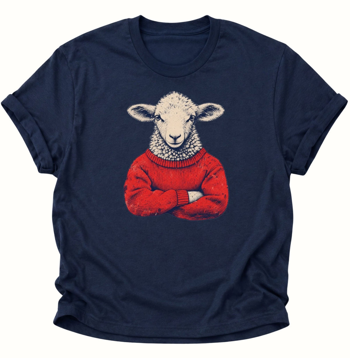 Schaf im Wollpullover Unisex T-Shirt Dark Heather - PINE & RIVER