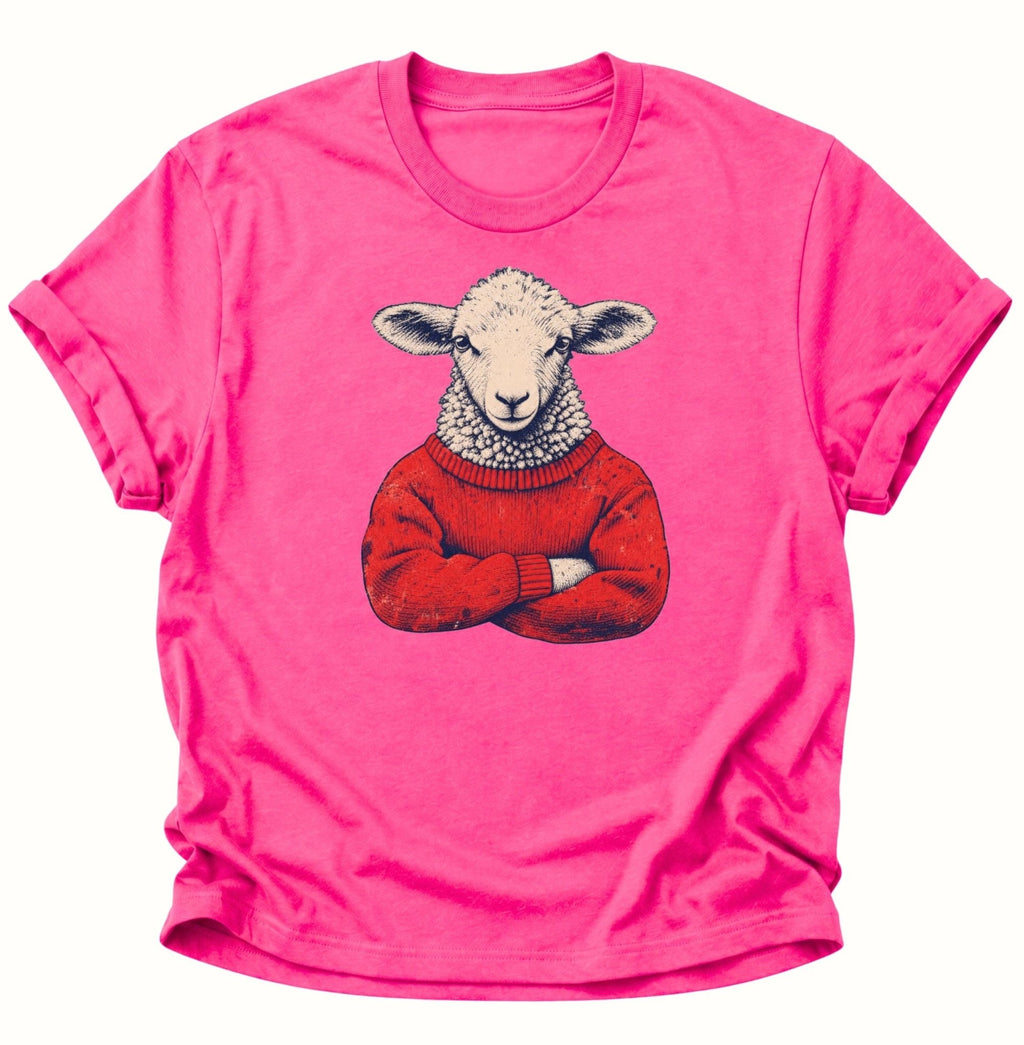 Schaf im Wollpullover Unisex T-Shirt Dark Heather - PINE & RIVER