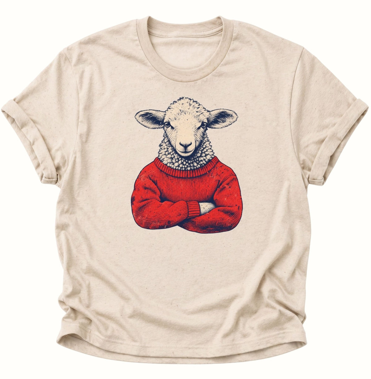 Schaf im Wollpullover Unisex T-Shirt Dark Heather - PINE & RIVER