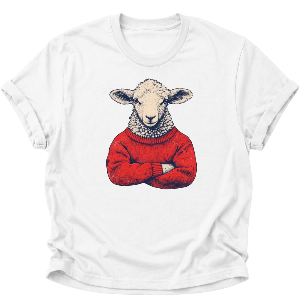 Schaf im Wollpullover Unisex T-Shirt Dark Heather - PINE & RIVER