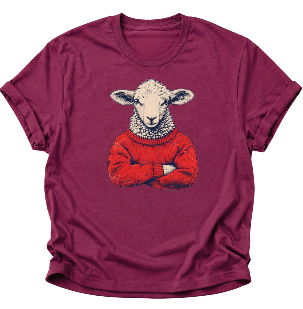 Schaf im Wollpullover Unisex T-Shirt Dark Heather - PINE & RIVER