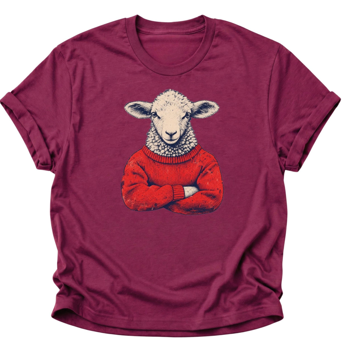 Schaf im Wollpullover Unisex T-Shirt Dark Heather - PINE & RIVER