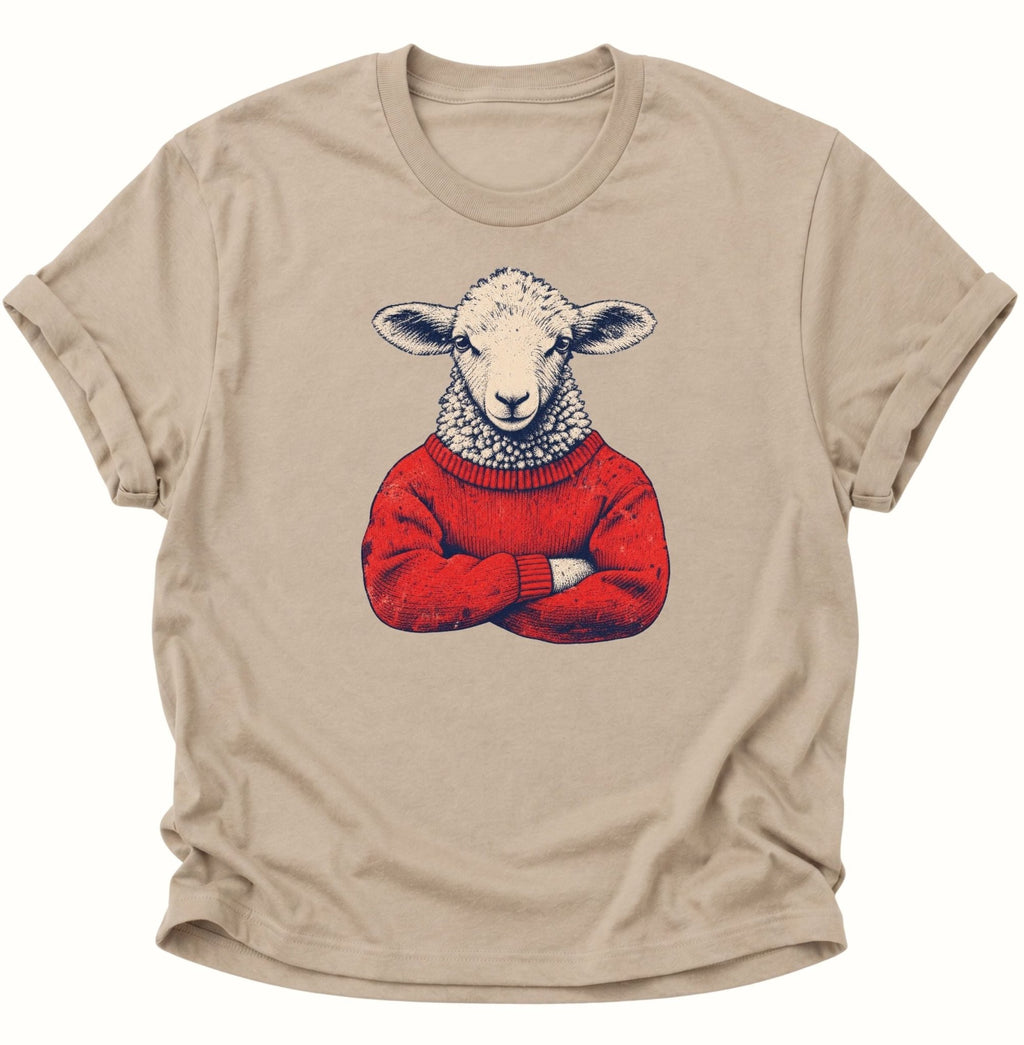 Schaf im Wollpullover Unisex T-Shirt Dark Heather - PINE & RIVER