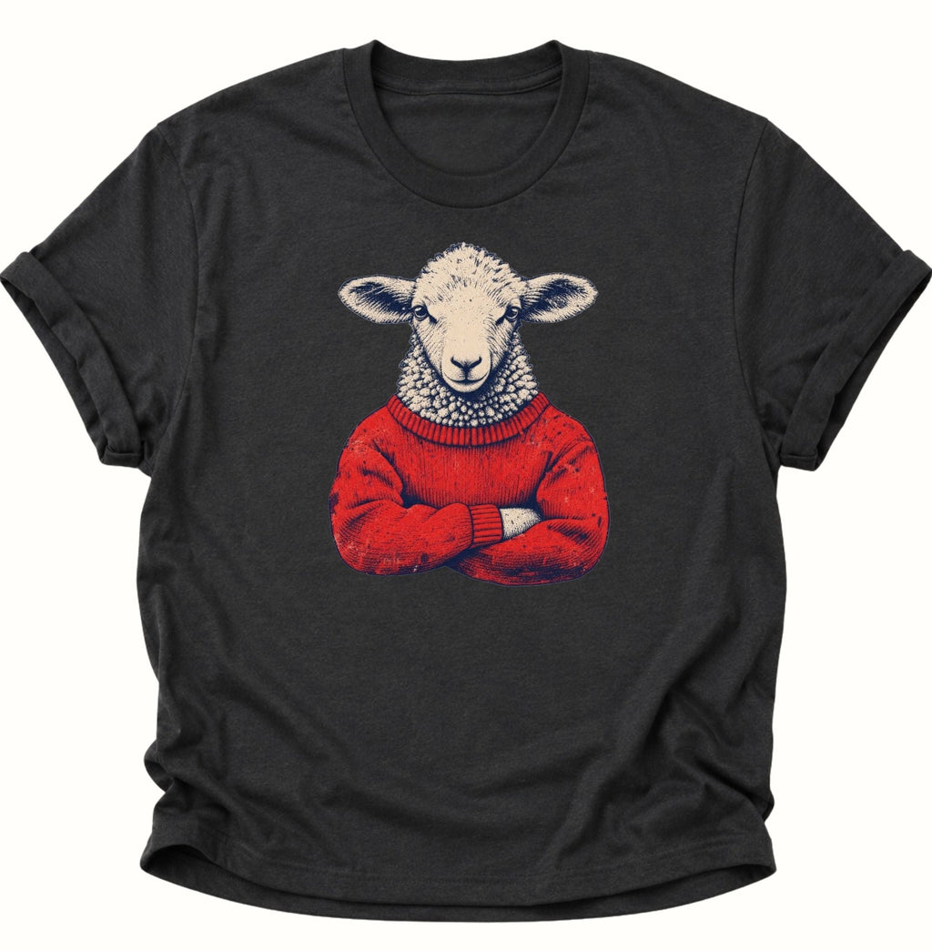 Schaf im Wollpullover Unisex T-Shirt Dark Heather - PINE & RIVER