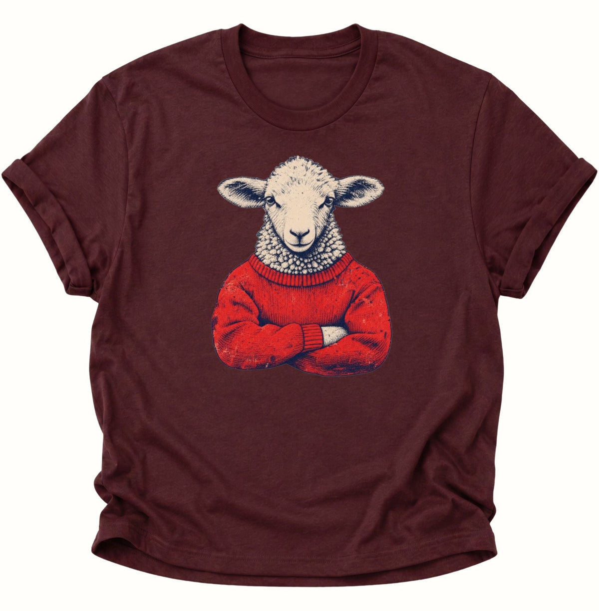 Schaf im Wollpullover Unisex T-Shirt Dark Heather - PINE & RIVER