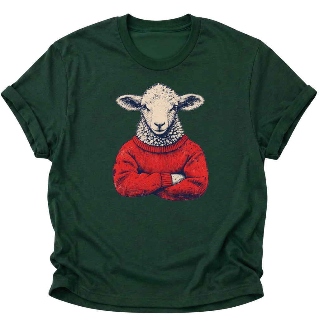 Schaf im Wollpullover Unisex T-Shirt Dark Heather - PINE & RIVER