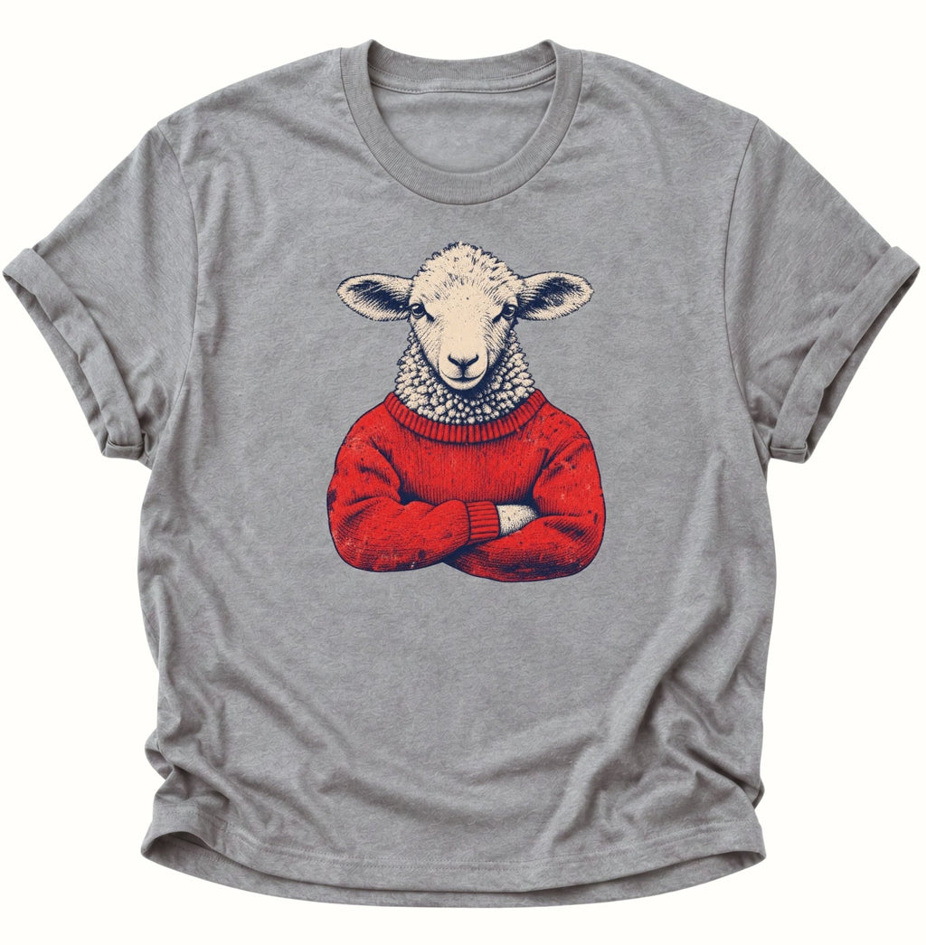Schaf im Wollpullover Unisex T-Shirt Dark Heather - PINE & RIVER