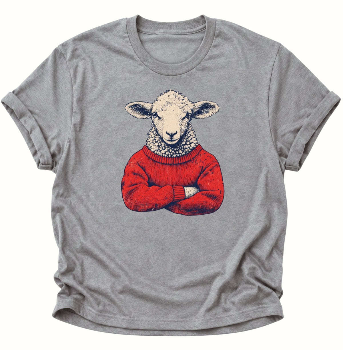 Schaf im Wollpullover Unisex T-Shirt Dark Heather - PINE & RIVER