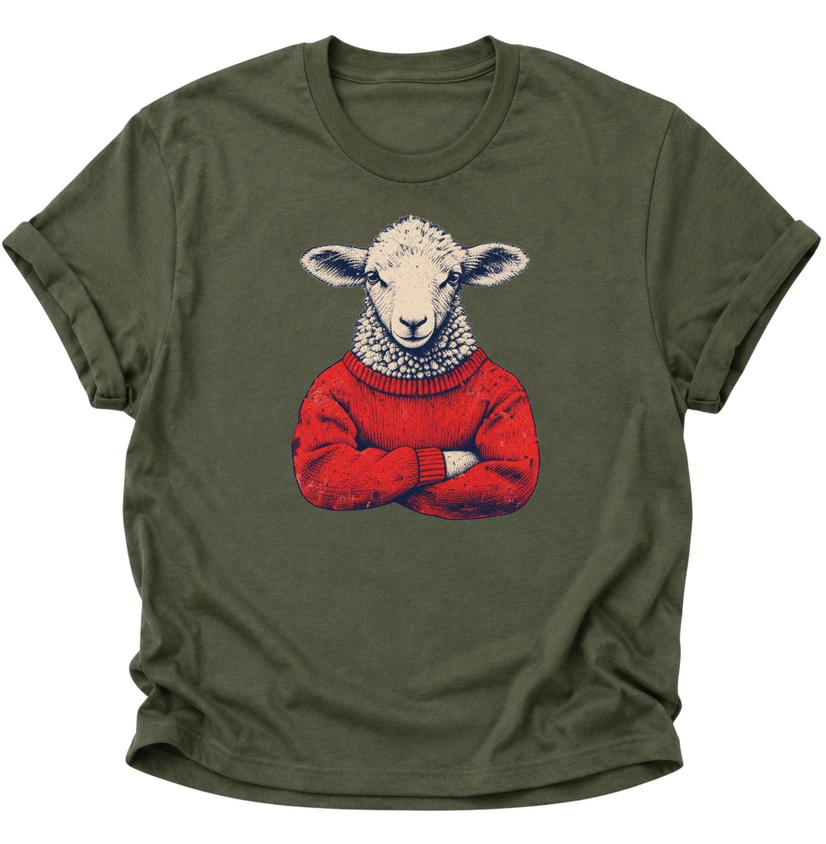 Schaf im Wollpullover Unisex T-Shirt Dark Heather - PINE & RIVER