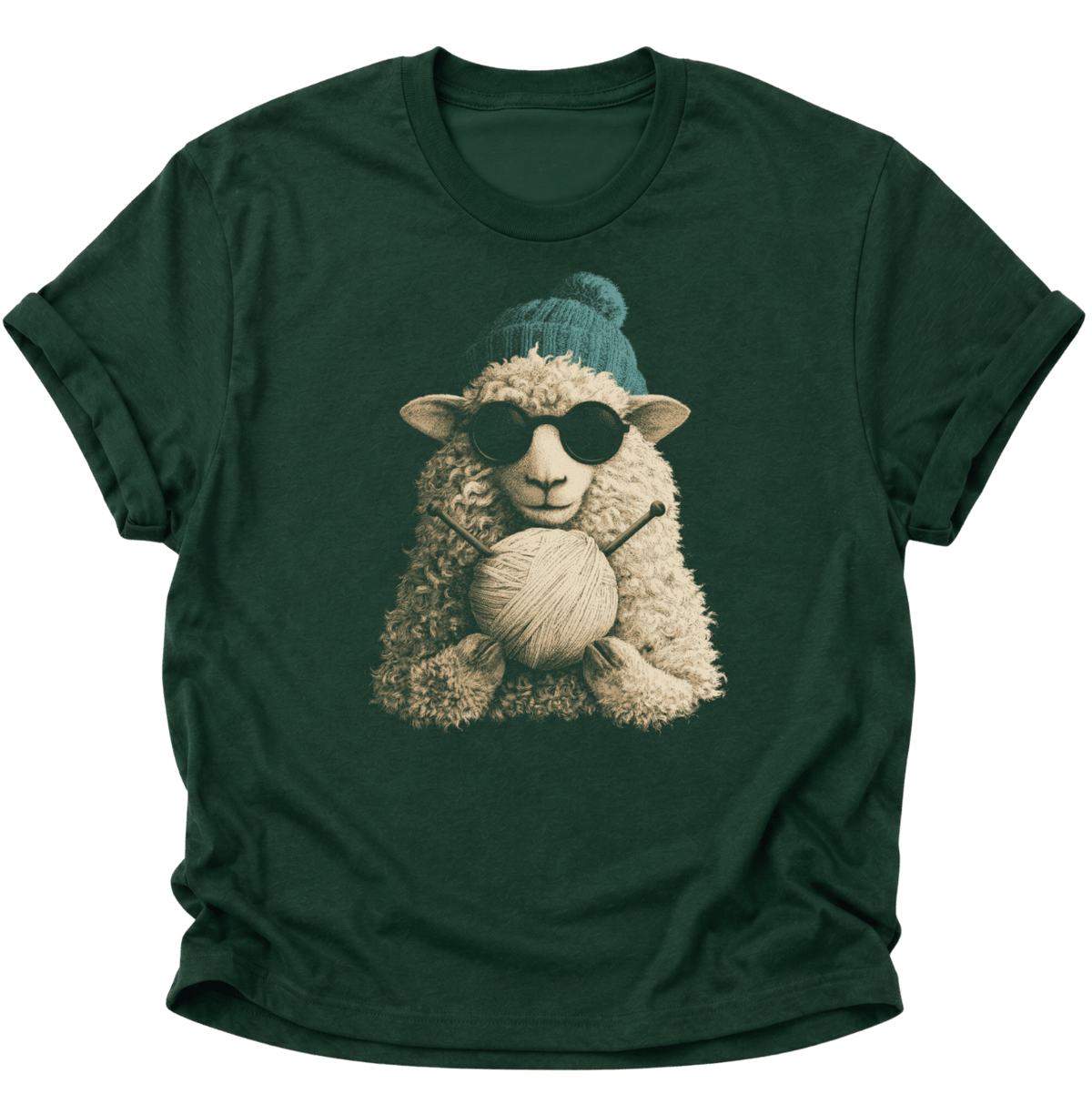 Schaf mit Wollknäuel Unisex T-Shirt Forest Green - PINE & RIVER