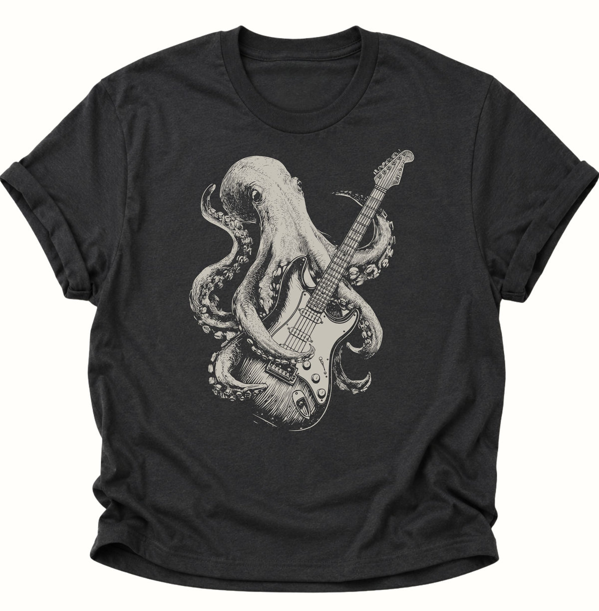 Kraken E-Gitarre Unisex T-Shirt Schwarz - PINE & RIVER