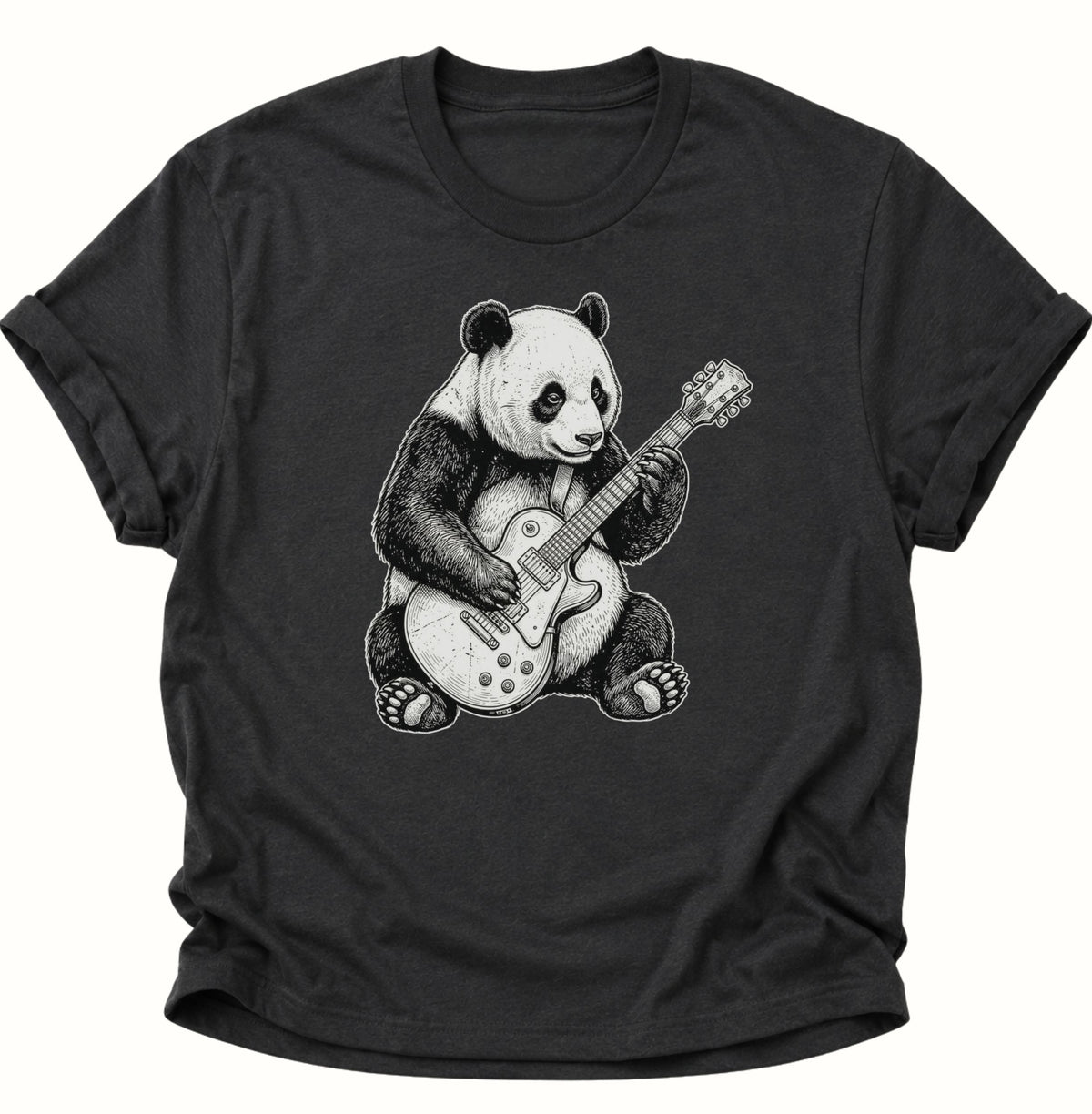Panda E-Gitarre Unisex T-Shirt Schwarz - PINE & RIVER