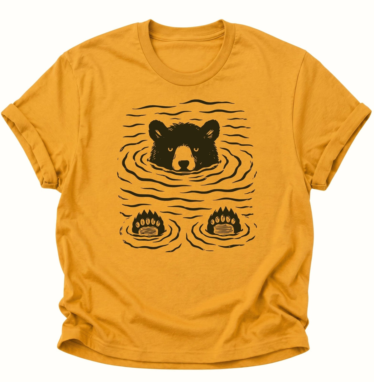Schwimmender Bär Unisex T-Shirt Gelb - PINE & RIVER