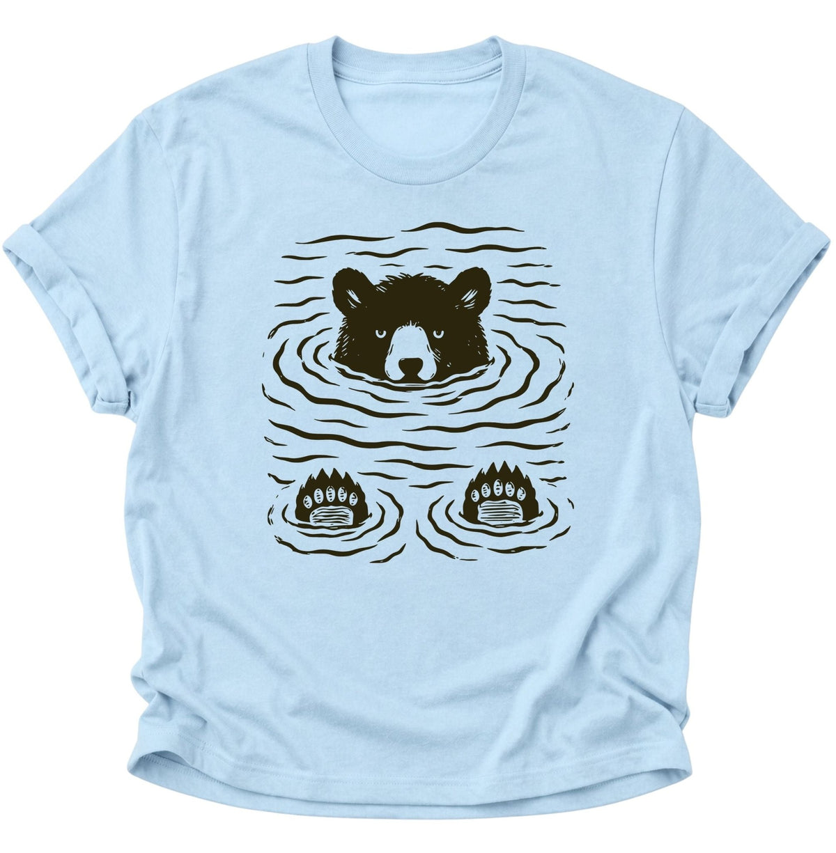 Schwimmender Bär Unisex T-Shirt Light Blue - PINE & RIVER