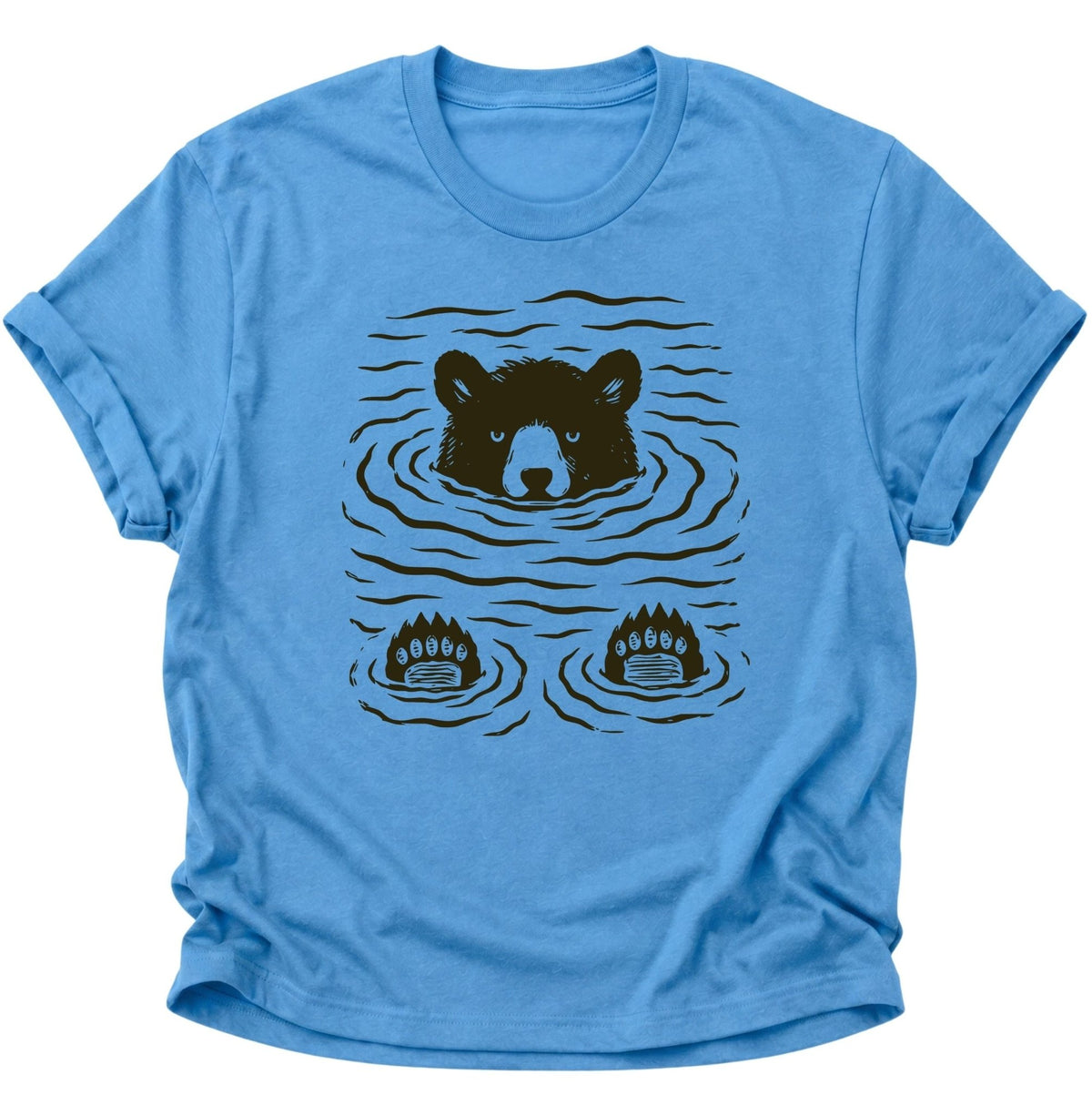 Schwimmender Bär Unisex T-Shirt Carolina Blue - PINE & RIVER