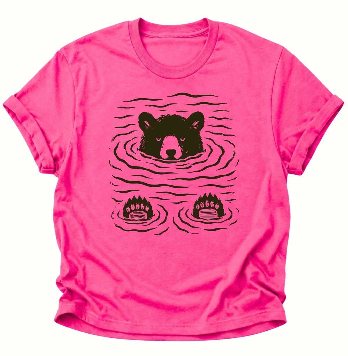 Schwimmender Bär Unisex T-Shirt Heliconia - PINE & RIVER