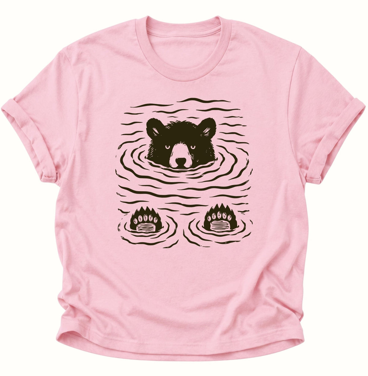 Schwimmender Bär Unisex T-Shirt Light Pink - PINE & RIVER